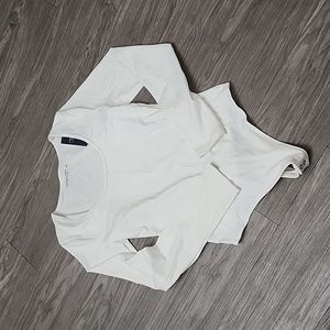 Abercrombie & Fitch White Long-Sleeve Scoop Neck Bodysuit